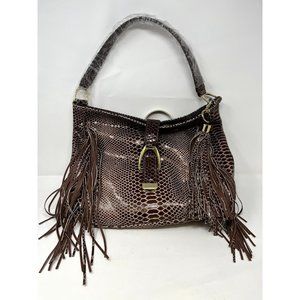 Gili Leather Stirrup Hobo Bag with Fringe
